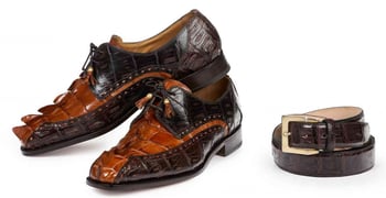 Mauri '4717/2'' Sport Rust Genuine Baby Crocodile Shoes And Matching Belt.