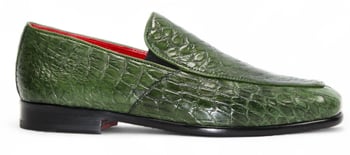 Side view of Fennix Italy Easton Mens Green Genuine Alligator Loafer