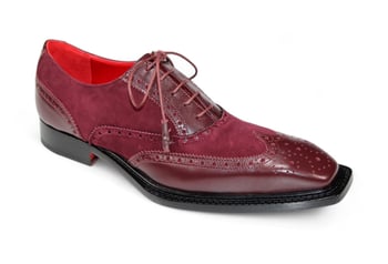 Emilio Franco "Antonio" Burgundy Genuine Italian Suede Leather Lace-Up Dress Shoes.