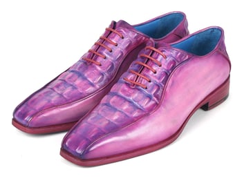 Paul Parkman Purple Genuine Croco Textured Leather Bicycle Toe Oxford Dress Shoes 94-277