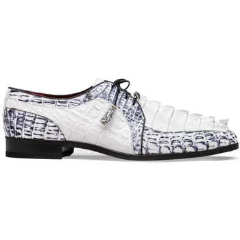 Marco Di Milano Caribe White / Newspaper Hornback Caiman Crocodile Derby Shoes.