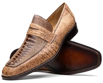 Marco Di Milano "Fangio" Orix Genuine Ostrich Leg and Quill Loafer