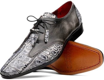 Marco Di Milano ''Anzio'' Newspaper / Grey Genuine Alligator and Calfskin Dress Shoes