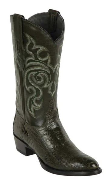 Los Altos Olive Green Genuine Ostrich Leg Round Toe Cowboy Boots 650545