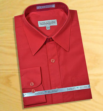 Daniel Ellissa Solid Red Cotton Blend Dress Shirt With Convertible Cuffs DS3001.