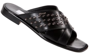 Mauri "1696" Black Genuine Calfskin Sandals With Metal Studs