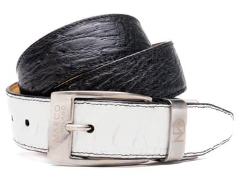 Marco Di Milano Alessio Belt White / Black Genuine Ostrich Exotic Belt