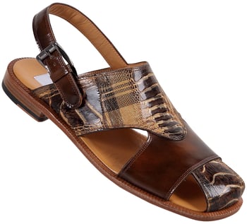 Mauri  "1527" Scottish Brown / Shade Linen Genuine Ostrich Leg Sandals