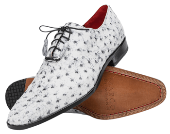 Marco Di Milano Criss Newspaper Fully Wrapped Genuine Ostrich Quill Oxford Shoes