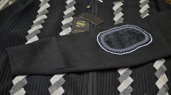 Silversilk 9123 Men's Black & Silver-Grey Silk-Blend Zip-Up Cardigan Sweater