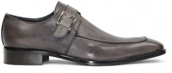 Duca Di Matiste Garda Grey Calf Leather Monk Strap Dress Shoes.