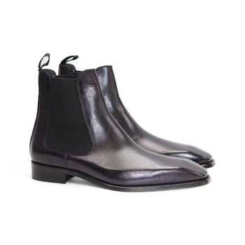 Duca Di Matiste Empoli Men's Purple Calf Leather Ankle Boots.