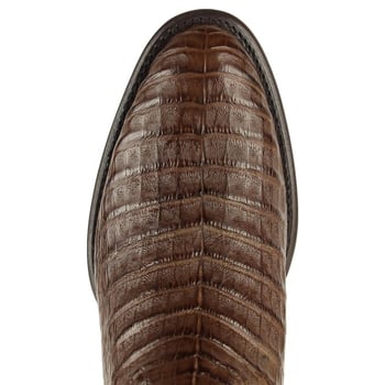 Los Altos Brown Genuine Caiman Belly Round Roper Toe Cowboy Boots 698207