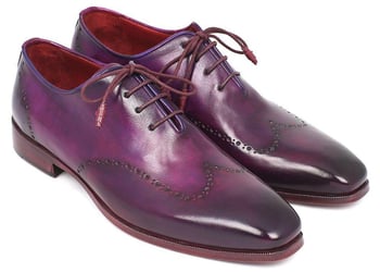 Paul Parkman "84HT12''Purple Genuine Leather Wingtip Shoes.