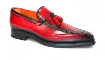 Emilio Franco "Dino" Red/Black Genuine Italian Ultra Lite Rubber Leather Tassel Loafers.