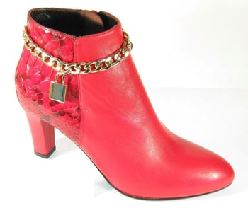 Mauri Ladies Red Genuine Python Snake Gold chain lock Dress Boots.