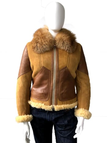 G-Gator Ladies Genuine Sheepskin Leather Trim Fur Collar Aviator Jacket 1047.