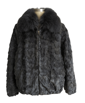 Winter Fur Blue Iris Genuine Diamond Mink Bomber Jacket M49R01BIF.