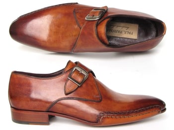 Paul Parkman 24Y56 Tobacco Genuine Leather Monkstrap Shoes