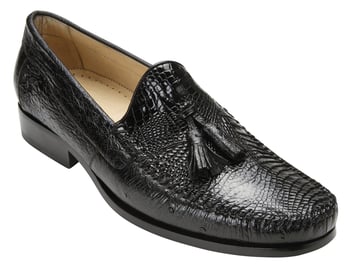 Belvedere Bari R11 Men's Black Genuine Alligator & Ostrich Tassel Loafers