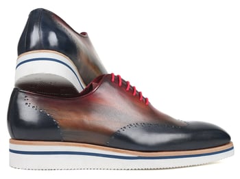 Paul Parkman "187-MIX-NVY" Multicolor Genuine Leather Wingtip Oxfords Oxfords Shoes.