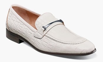 Stacy Adams "Ferdinand" White Crocodile Print Leather Moc Toe Bit Loafers 25455-100