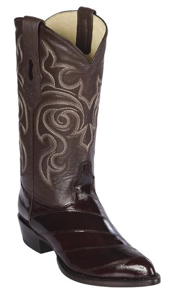 Los Altos Brown Genuine Eel SKin J Toe Cowboy Boots 990807