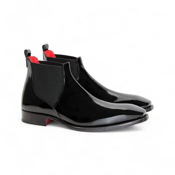 Emilio Franco Leonardo Black Italian Patent Leather Ankle Boots