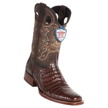 Wild West Brown Genuine Leather Caiman Belly Cowboy Boots 28188207