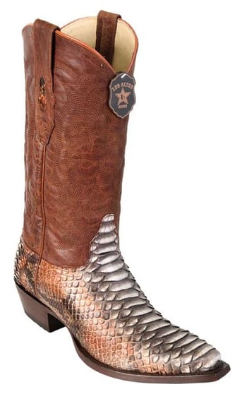 Los Altos Rustic Cognac Genuine Python Snakeskin Snip Toe Cowboy Boots 945788