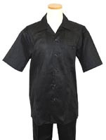 Successos Black 100% Linen 2 Piece Short Sleeve Outfit SP1065