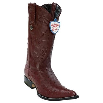 Wild West Burgundy Genuine Full Quill Ostrich 3x Toe Cowboy Boots 2950306