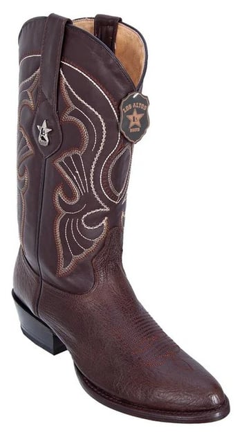 Los Altos Brown Genuine Bull Shoulder Round Toe Cowboy Boots 653107