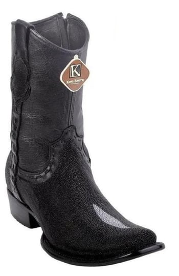 King Exotic Black Genuine Single Stone Boots   Dubai Square Toe Cowboy Boots 479B1205