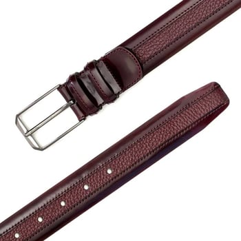 Mezlan Burgundy Genuine Deerskin Leather Belt AO11113.