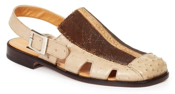 Mauri "Laguna" 1972 Winter White Genuine Ostrich / Brown - Beige Ray Highway Sandals