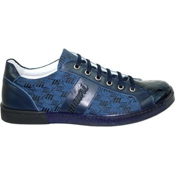 Mauri 3991 Wonder Blue Men's All-Over Ostrich Leather Lace-Up Dress Shoes with Mauri Buckle