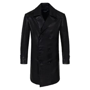 G-Gator 3110 Black Wool Jacket with Leather Sleeves Fox Fur Collar Coat