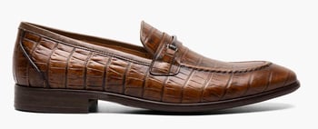 Stacy Adams "Ferdinand" Brown Crocodile Print Leather Moc Toe Bit Loafers 25455-221