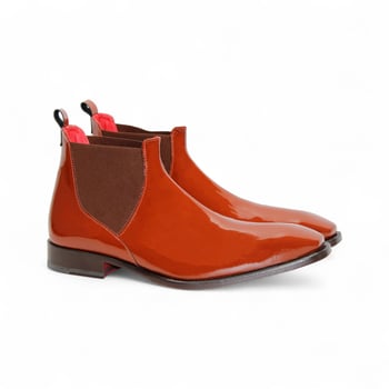 Emilio Franco "Leonardo" Brandy Genuine Italian Patent Leather Ankle Boots.