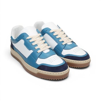 Duca Di Matiste DC80 Blue Combo Calf Leather and Suede Rubber Sole Casual Shoes