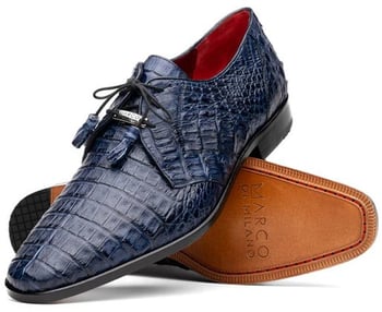 Marco Di Milano "Lacio" Navy Genuine Caiman Crocodile Dress Shoes