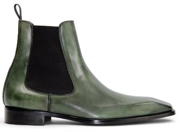 Duca Di Matiste Empoli Green Italian Calf Leather Ankle Boots.