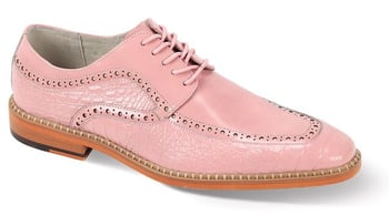 Giovanni Terence Pink Genuine Calfskin Derby Shoes for Men with Hand-stitched Sole