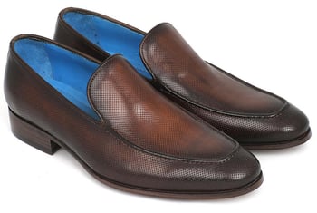 Paul Parkman ''874-BRW'' Brown Genuine Perforated Leather Loafers.