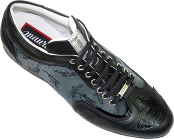 Mauri 8614 Black Genuine Alligator and Mauri Fabric Men's Sneakers