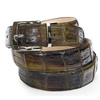 Mauri Olive Green Genuine Crocodile Belt.