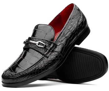 Marco Di Milano "Hugo" Black Genuine Alligator Loafer