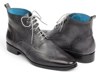 Paul Parkman 777 Grey Hand-Painted Wingtip Ankle Boots.