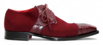 Fennix Landon Burgundy Genuine Alligator and Italian Suede Men's Derby Shoes